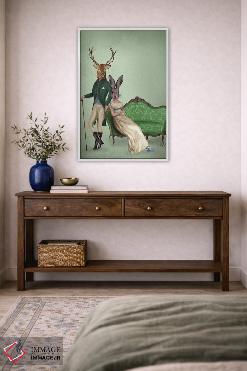 تابلو دکوراتیو آقای گوزن و خانم خرگوش اثر فب فانکی - D4W