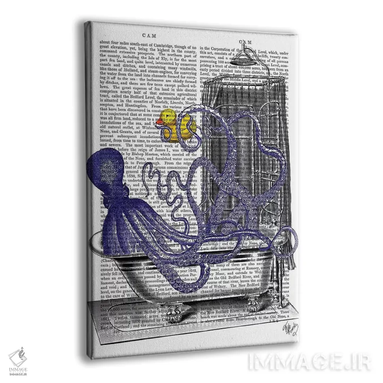 تابلو دکوراتیو اختاپوس در وان حمام اثر فب فانکی - نمای پرسپکتیو محصول