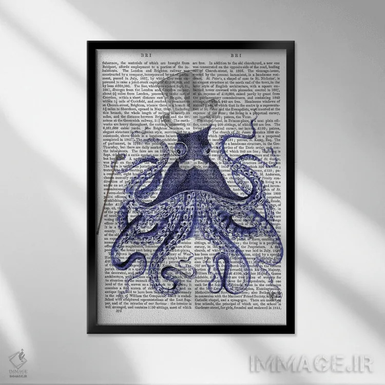 تابلو دکوراتیو اختاپوس در شهر اثر فب فانکی - نمای قابدار مشکی