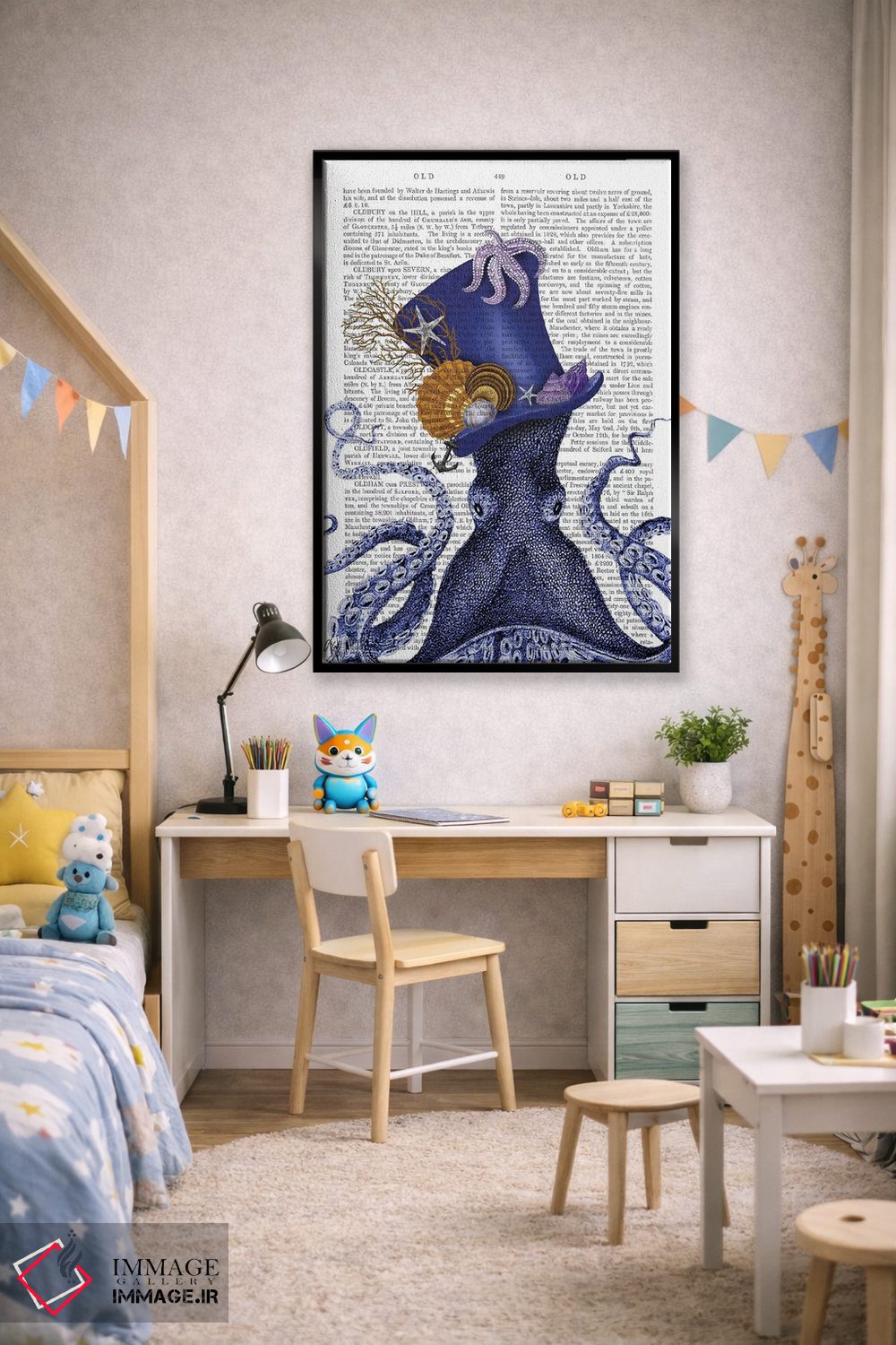 تابلو دکوراتیو اختاپوس با کلاه دریایی اثر فب فانکی - D2B