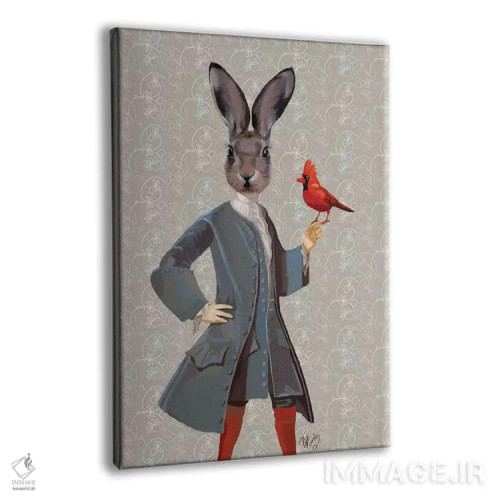 تابلو دکوراتیو خرگوش و پرنده اثر فب فانکی - نمای پرسپکتیو محصول