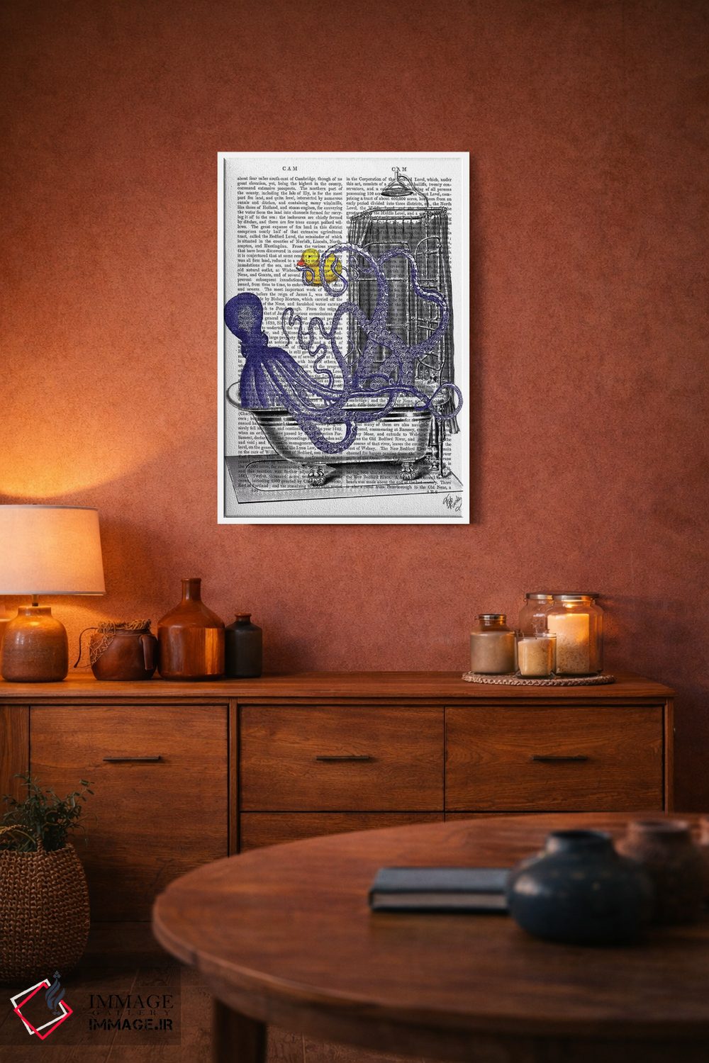 تابلو دکوراتیو اختاپوس در وان حمام اثر فب فانکی - D4W