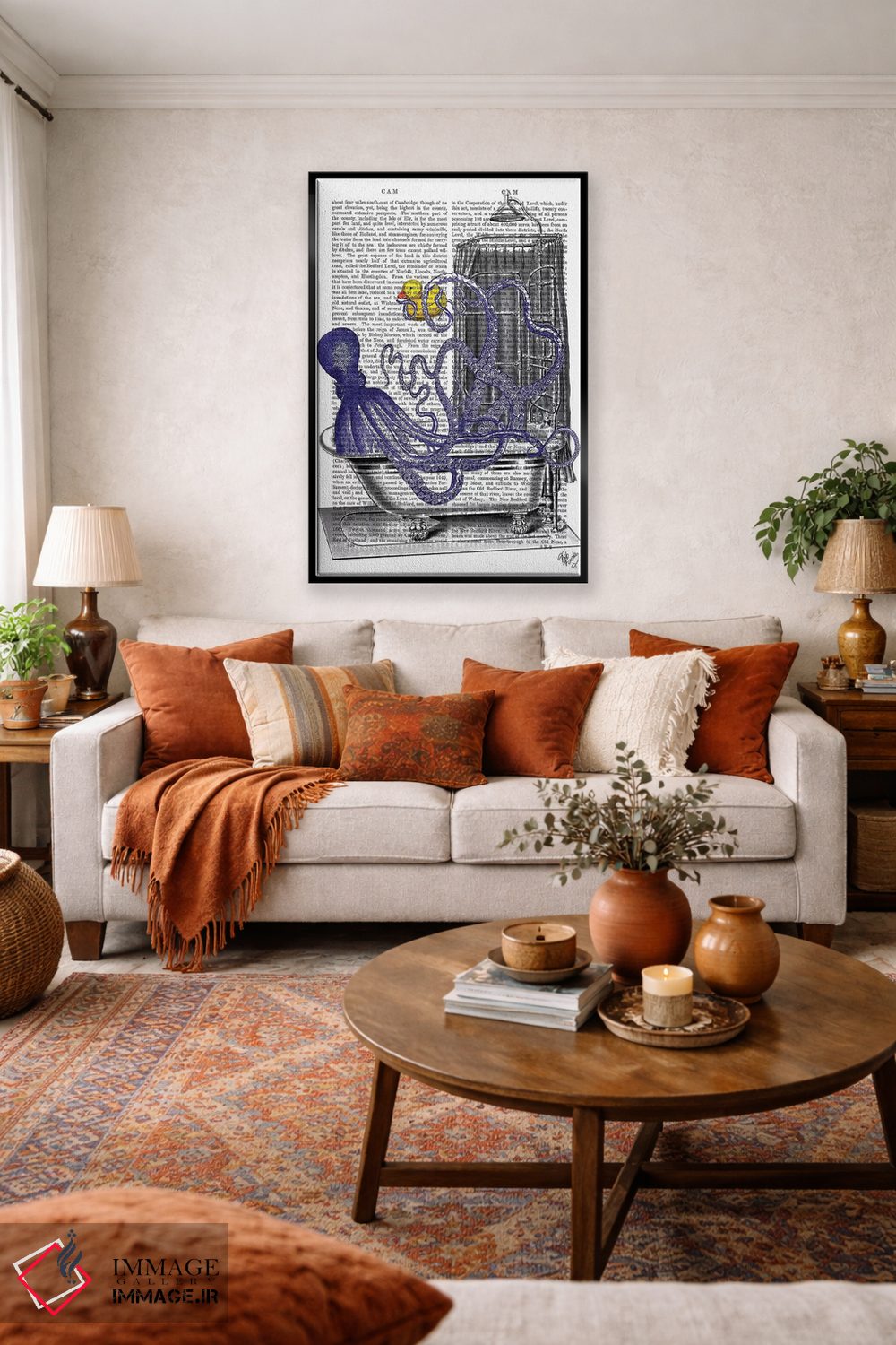 تابلو دکوراتیو اختاپوس در وان حمام اثر فب فانکی - D5B