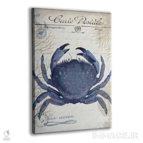 تابلو دکوراتیو کارت پستال ساحلی روی کرم: خرچنگ اثر فب فانکی - نمای پرسپکتیو محصول