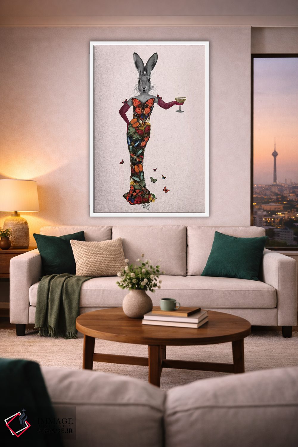 تابلو دکوراتیو خرگوش با لباس پروانه ای اثر فب فانکی - D1W