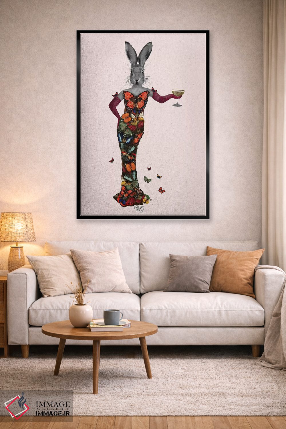 تابلو دکوراتیو خرگوش با لباس پروانه ای اثر فب فانکی - D2B