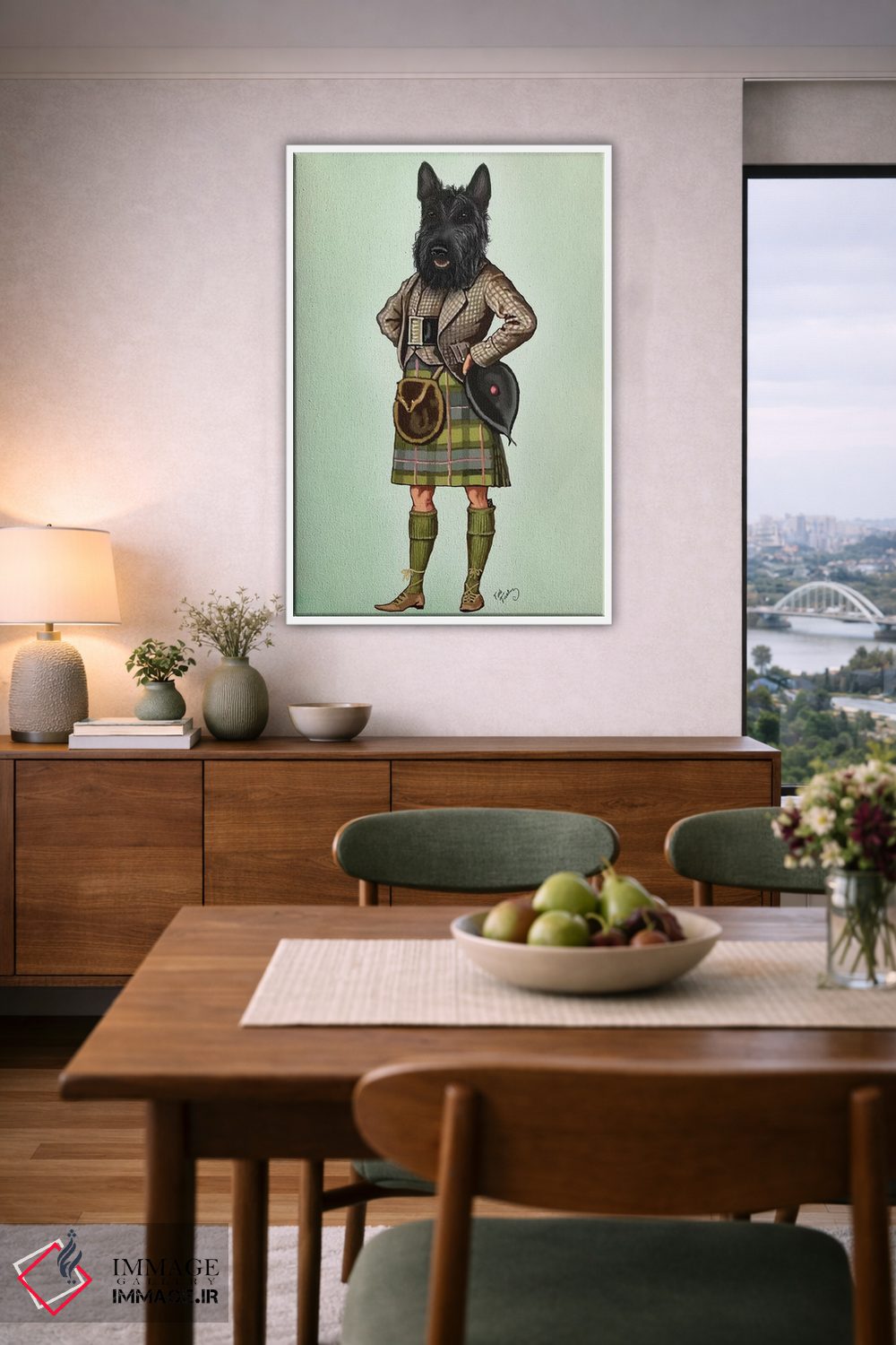 تابلو دکوراتیو تریر اسکاتلندی با دامن سنتی اثر فب فانکی - D6W