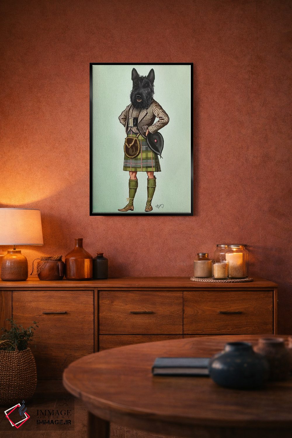 تابلو دکوراتیو تریر اسکاتلندی با دامن سنتی اثر فب فانکی - D4B