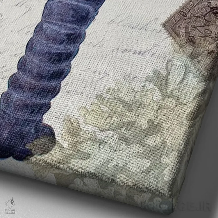 تابلو دکوراتیو کارت پستال ساحلی روی کرم: لابستر اثر فب فانکی - نمای نزدیک بافت بوم