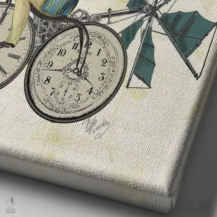 تابلو دکوراتیو خرگوش زمان پرواز اثر فب فانکی - نمای نزدیک بافت بوم