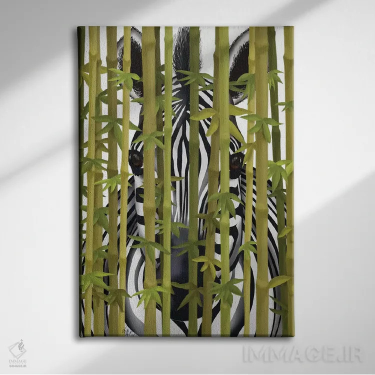 تابلو دکوراتیو گورخر بامبویی اثر فب فانکی - نمای روبهرو روی دیوار