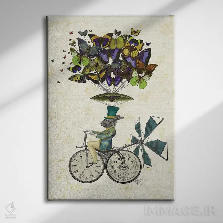 تابلو دکوراتیو خرگوش زمان پرواز اثر فب فانکی - نمای روبهرو روی دیوار