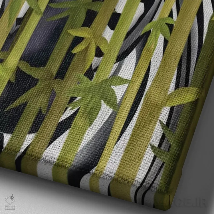 تابلو دکوراتیو گورخر بامبویی اثر فب فانکی - نمای نزدیک بافت بوم