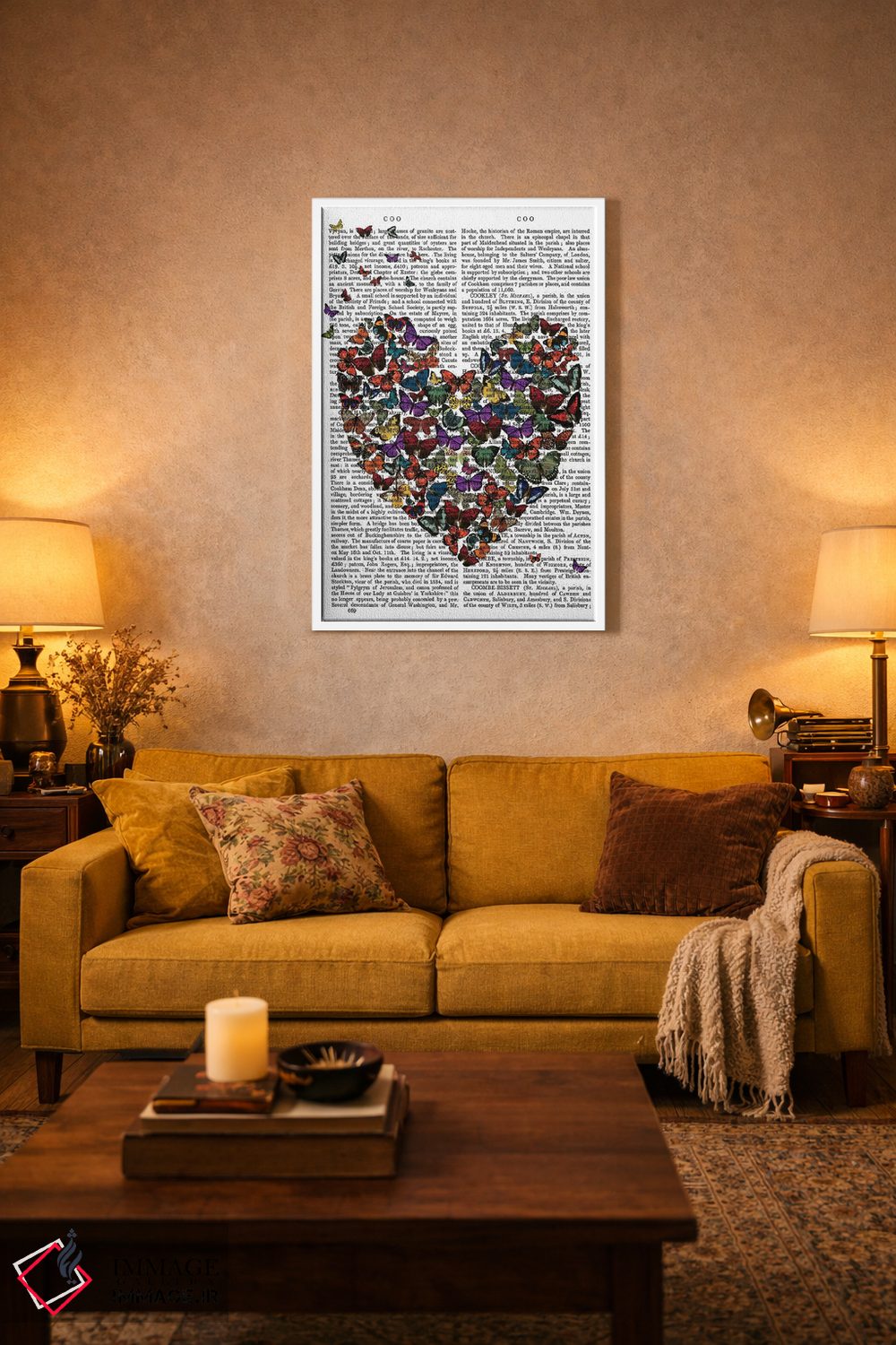 تابلو دکوراتیو قلب پروانه ای اثر فب فانکی - D1W