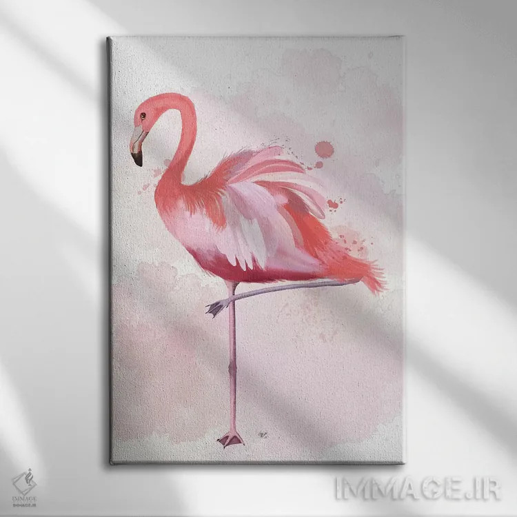 تابلو دکوراتیو فلامینگو پرپشت ۴ اثر فب فانکی - نمای روبهرو روی دیوار