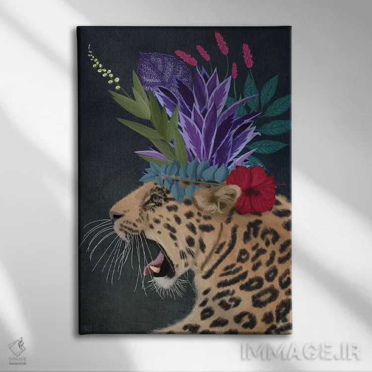 تابلو دکوراتیو پلنگ گلخانه ای ۲ اثر فب فانکی - نمای روبهرو روی دیوار