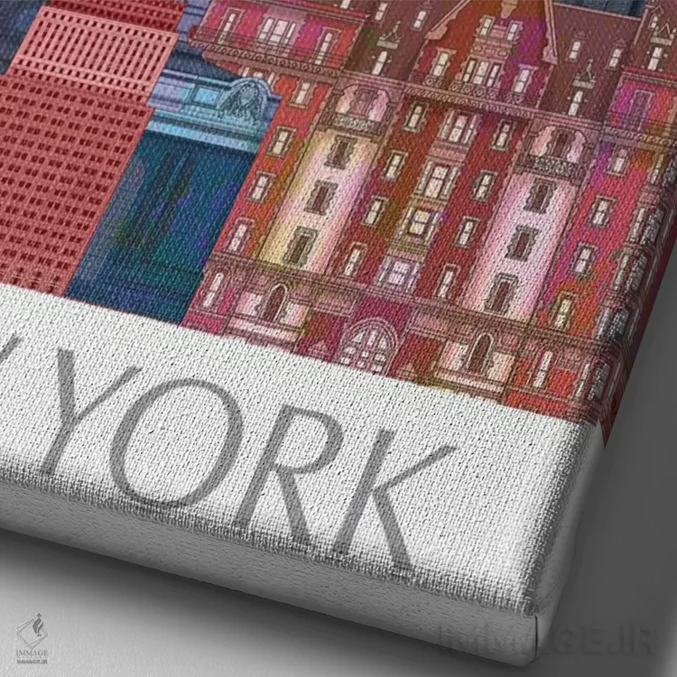 تابلو دکوراتیو مناظر شاخص نیویورک، قرمز و آبی ۲ اثر فب فانکی - نمای نزدیک بافت بوم