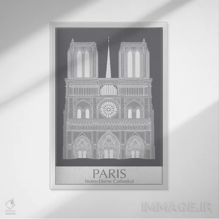 تابلو دکوراتیو نوتردام پاریس اثر فب فانکی - نمای قابدار سفید