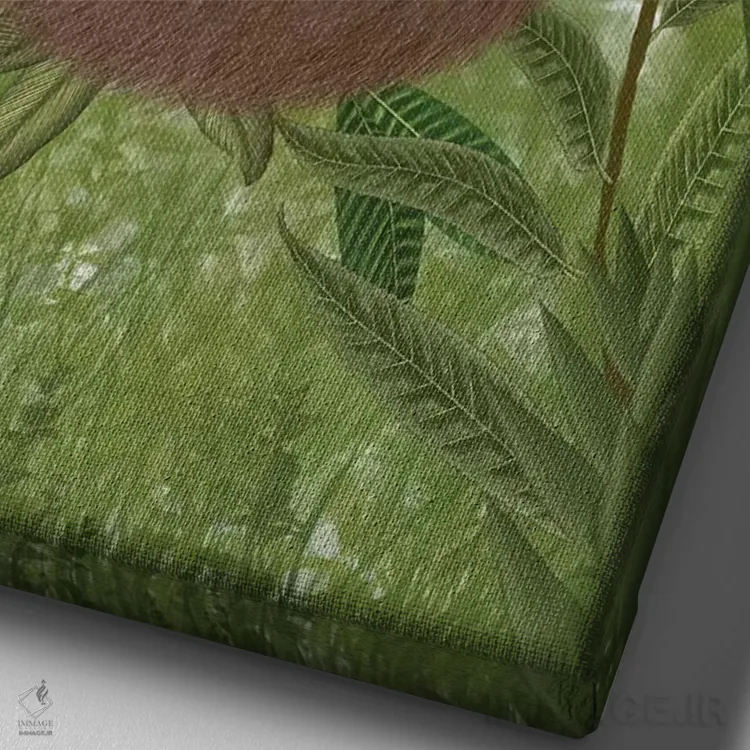 تابلو دکوراتیو تنبل آویزان ۱ اثر فب فانکی - نمای نزدیک بافت بوم