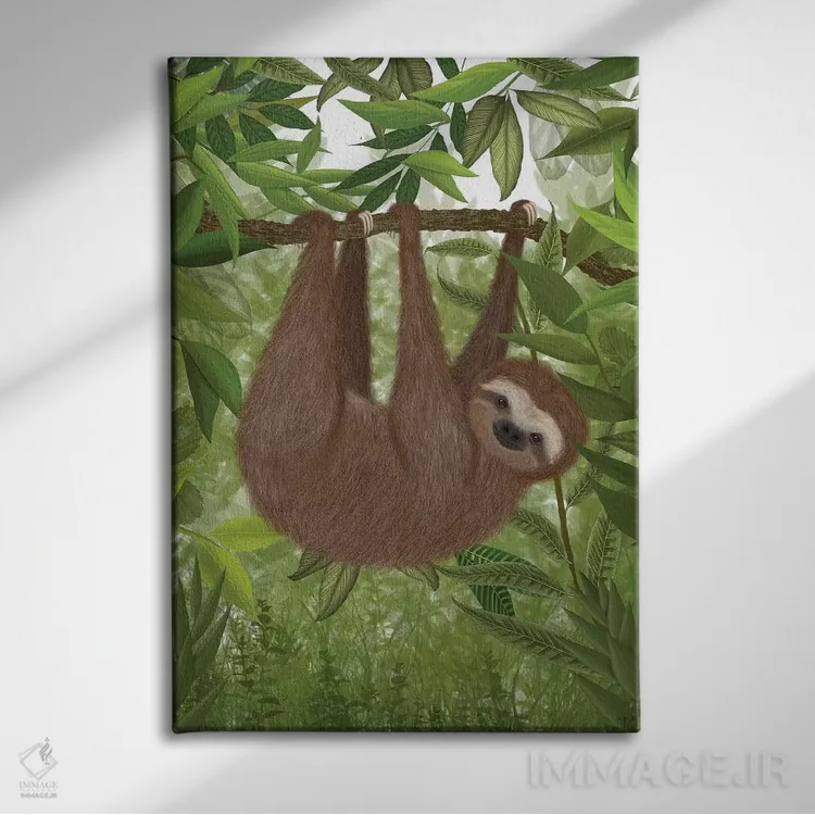 تابلو دکوراتیو تنبل آویزان ۱ اثر فب فانکی - نمای روبهرو روی دیوار