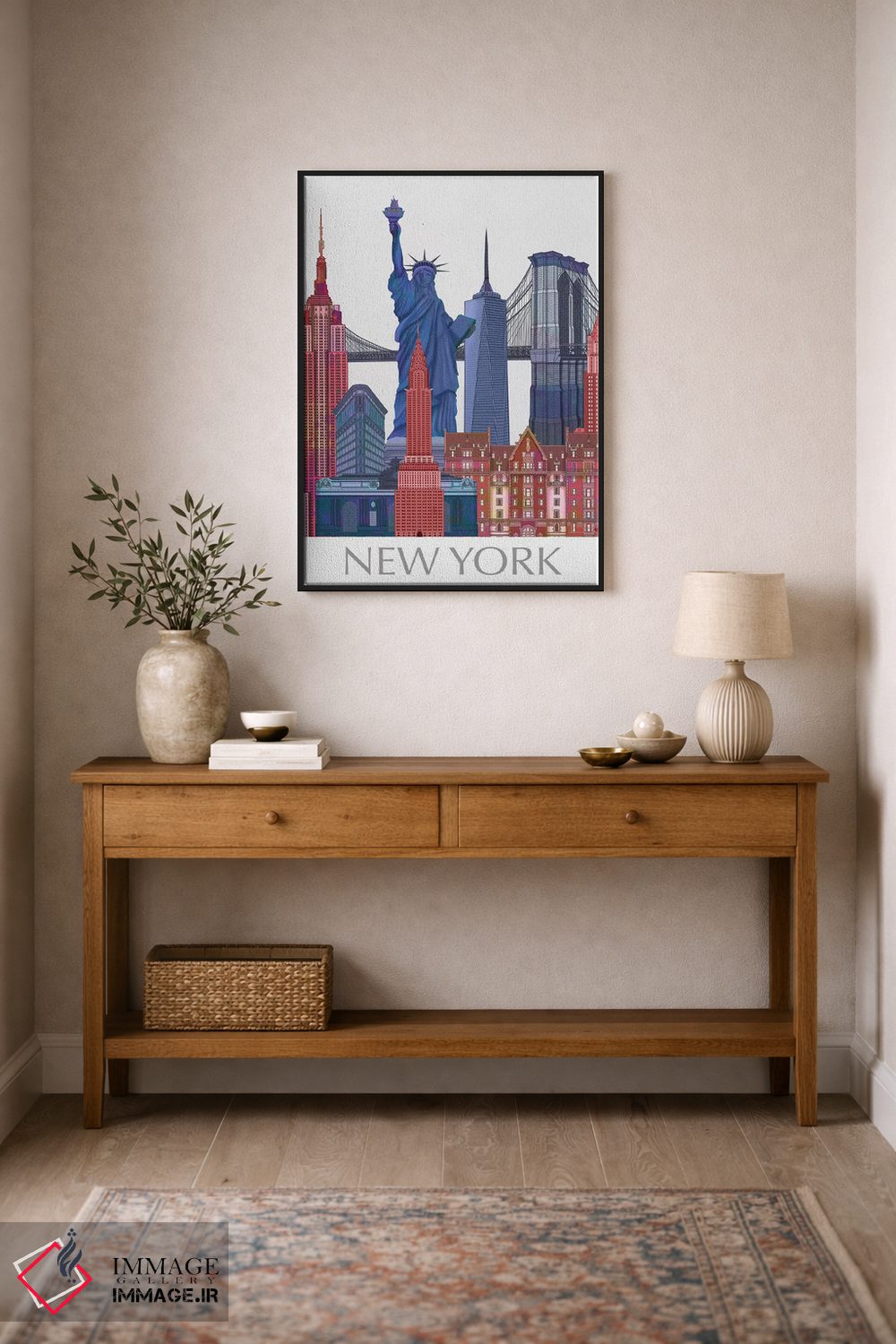 تابلو دکوراتیو مناظر شاخص نیویورک، قرمز و آبی ۲ اثر فب فانکی - D2B