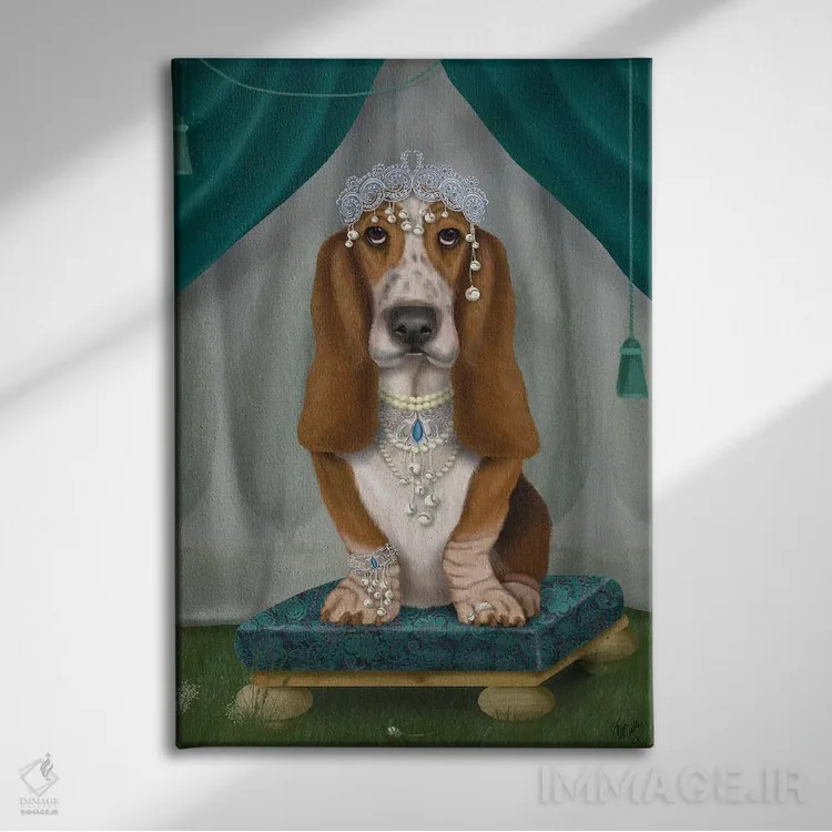 تابلو دکوراتیو بست هاوند و تاج ۱ اثر فب فانکی - نمای روبهرو روی دیوار