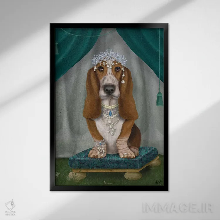 تابلو دکوراتیو بست هاوند و تاج ۱ اثر فب فانکی - نمای قابدار مشکی