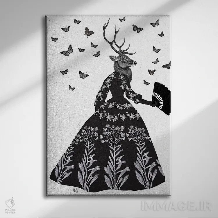 تابلو دکوراتیو گوزن سیاه ۲ اثر فب فانکی - نمای روبهرو روی دیوار