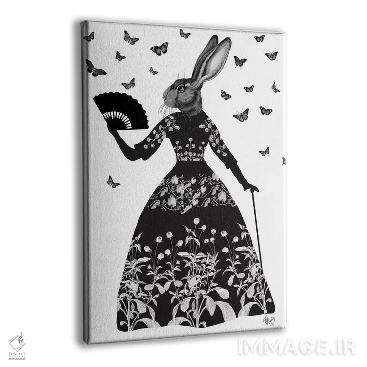 تابلو دکوراتیو خرگوش سیاه ۲ اثر فب فانکی - نمای پرسپکتیو محصول