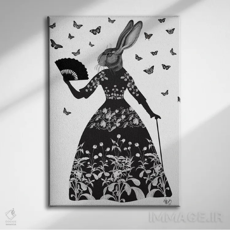 تابلو دکوراتیو خرگوش سیاه ۲ اثر فب فانکی - نمای روبهرو روی دیوار