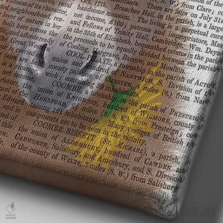 تابلو دکوراتیو الاغ با گل زرد اثر فب فانکی - نمای نزدیک بافت بوم