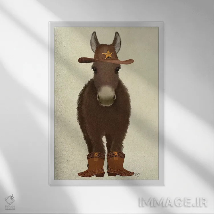 تابلو دکوراتیو الاغ کابوی اثر فب فانکی - نمای قابدار سفید