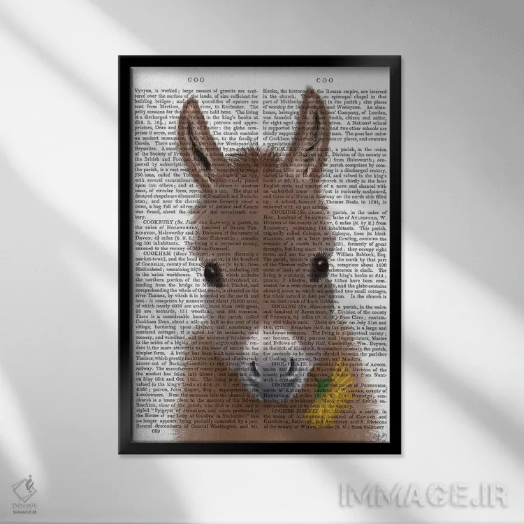 تابلو دکوراتیو الاغ با گل زرد اثر فب فانکی - نمای قابدار مشکی