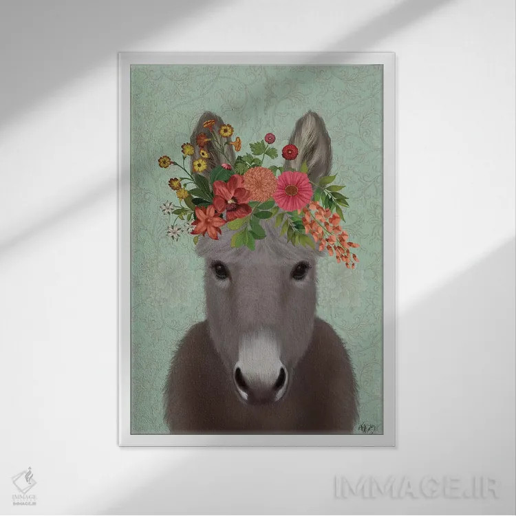 تابلو دکوراتیو الاغ کولی وار ۴ اثر فب فانکی - نمای قابدار سفید