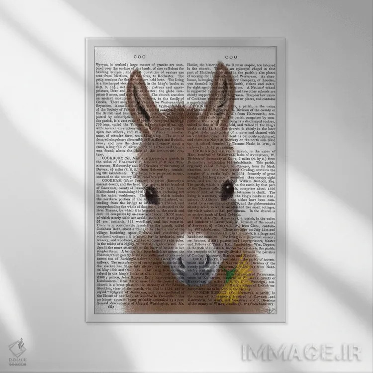 تابلو دکوراتیو الاغ با گل زرد اثر فب فانکی - نمای قابدار سفید