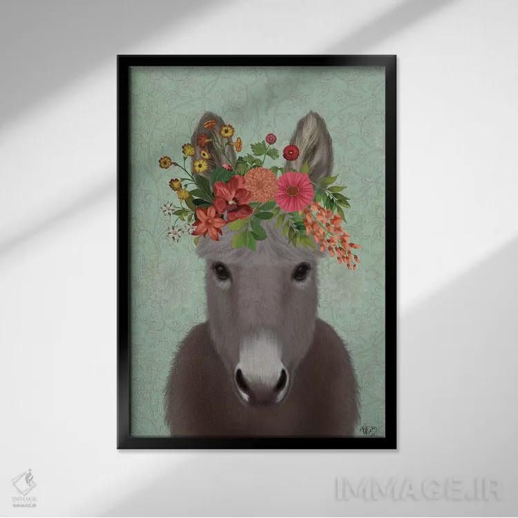 تابلو دکوراتیو الاغ کولی وار ۴ اثر فب فانکی - نمای قابدار مشکی