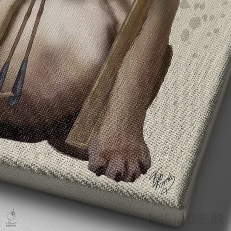 تابلو دکوراتیو بولداگ انگلیسی، اسکی اثر فب فانکی - نمای نزدیک بافت بوم