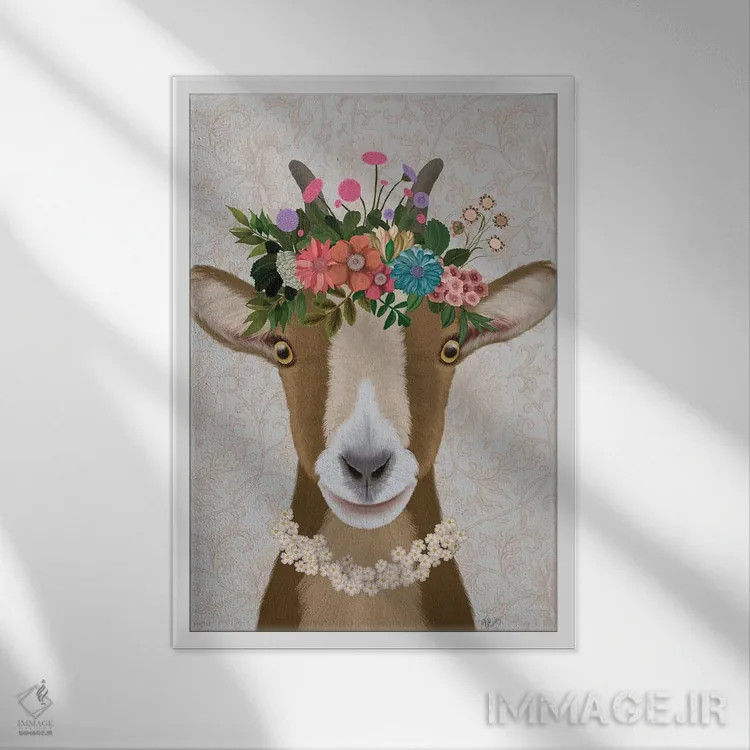 تابلو دکوراتیو بز کولی وار ۳ اثر فب فانکی - نمای قابدار سفید