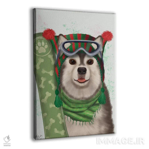 تابلو دکوراتیو هاسکی اسنوبورد اثر فب فانکی - نمای پرسپکتیو محصول