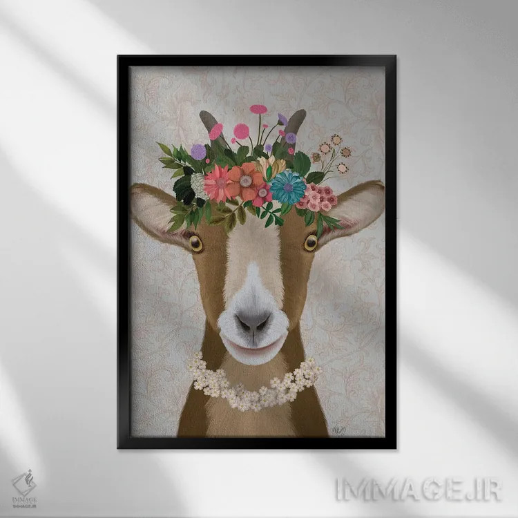 تابلو دکوراتیو بز کولی وار ۳ اثر فب فانکی - نمای قابدار مشکی