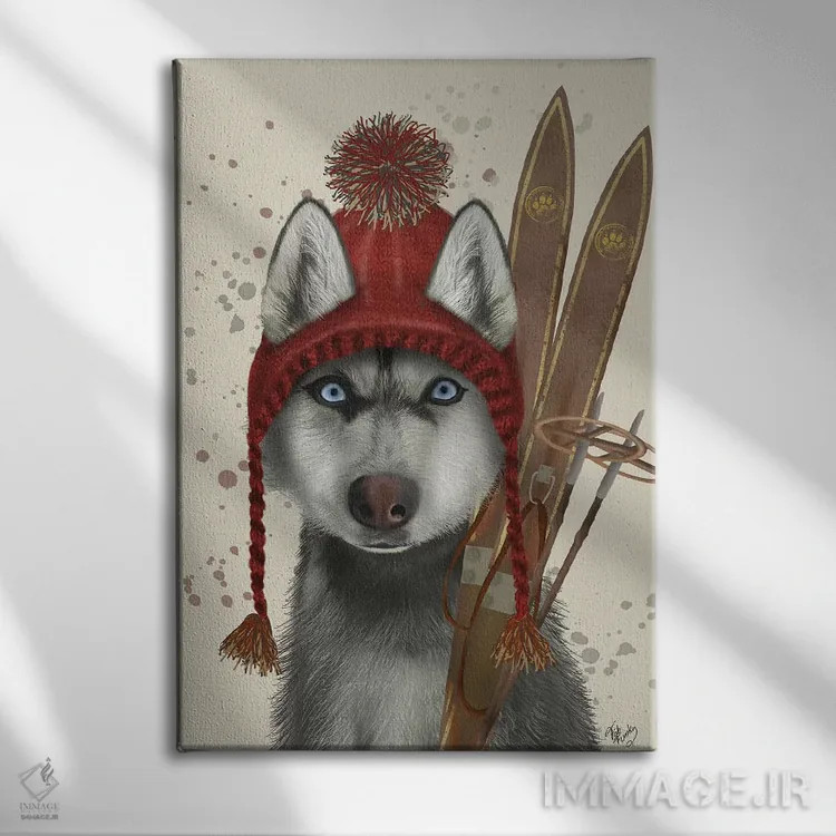 تابلو دکوراتیو هاسکی، اسکی اثر فب فانکی - نمای روبهرو روی دیوار