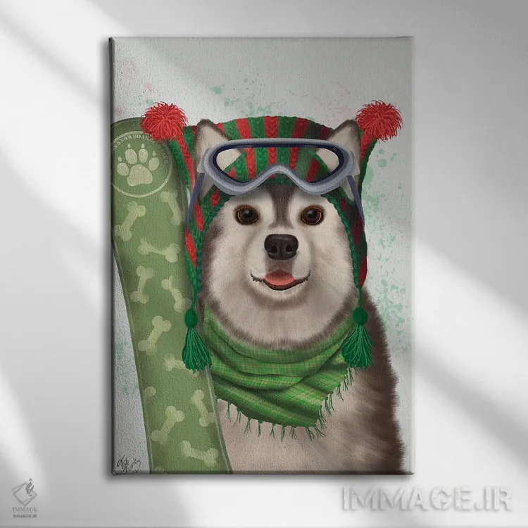 تابلو دکوراتیو هاسکی اسنوبورد اثر فب فانکی - نمای روبهرو روی دیوار