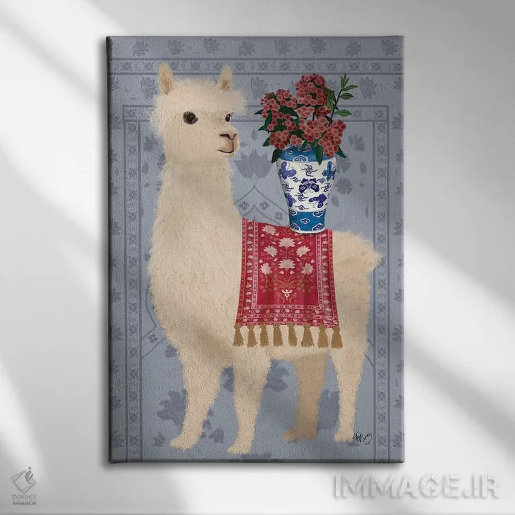 تابلو دکوراتیو لاما با سبک چینی ۲ اثر فب فانکی - نمای روبهرو روی دیوار