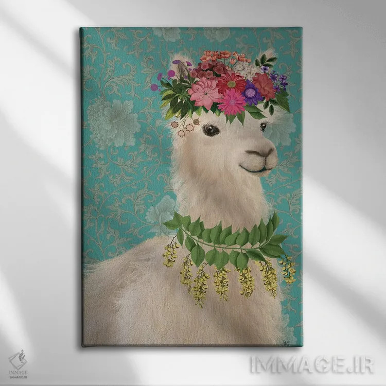 تابلو دکوراتیو لاما کولی وار ۲ اثر فب فانکی - نمای روبهرو روی دیوار