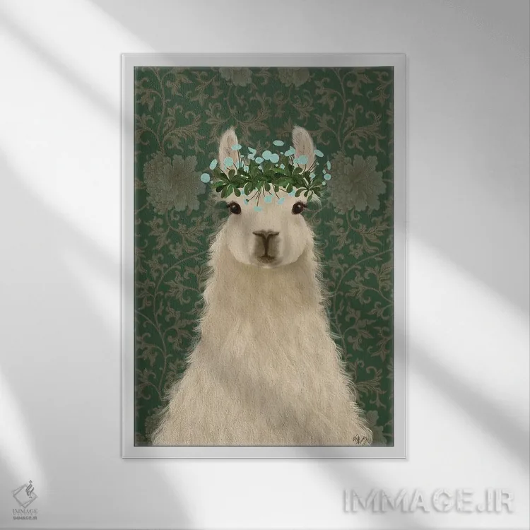 تابلو دکوراتیو لاما کولی وار ۱ اثر فب فانکی - نمای قابدار سفید