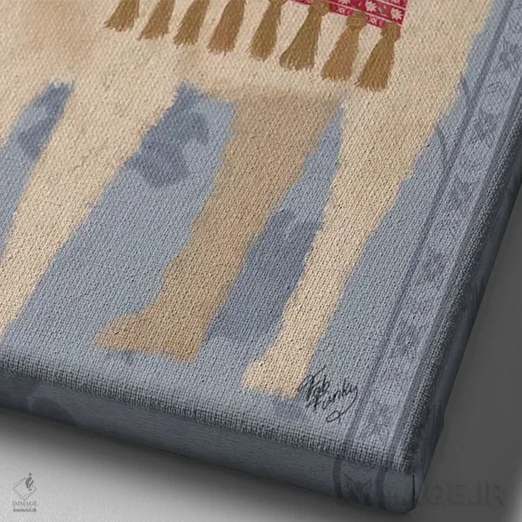 تابلو دکوراتیو لاما با سبک چینی ۲ اثر فب فانکی - نمای نزدیک بافت بوم