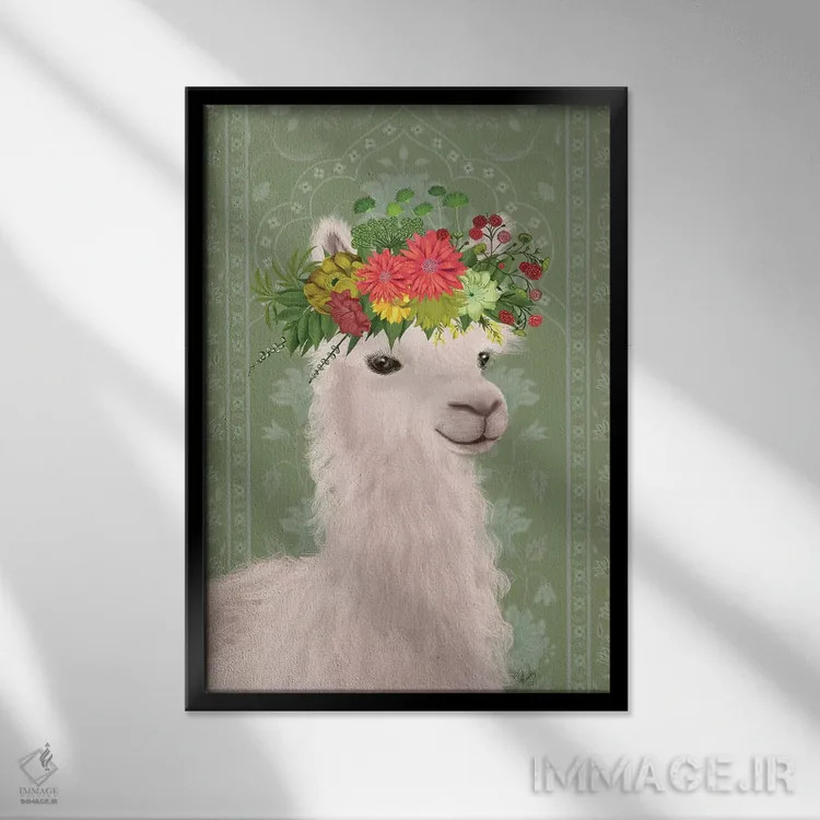 تابلو دکوراتیو لاما کولی وار ۴ اثر فب فانکی - نمای قابدار مشکی