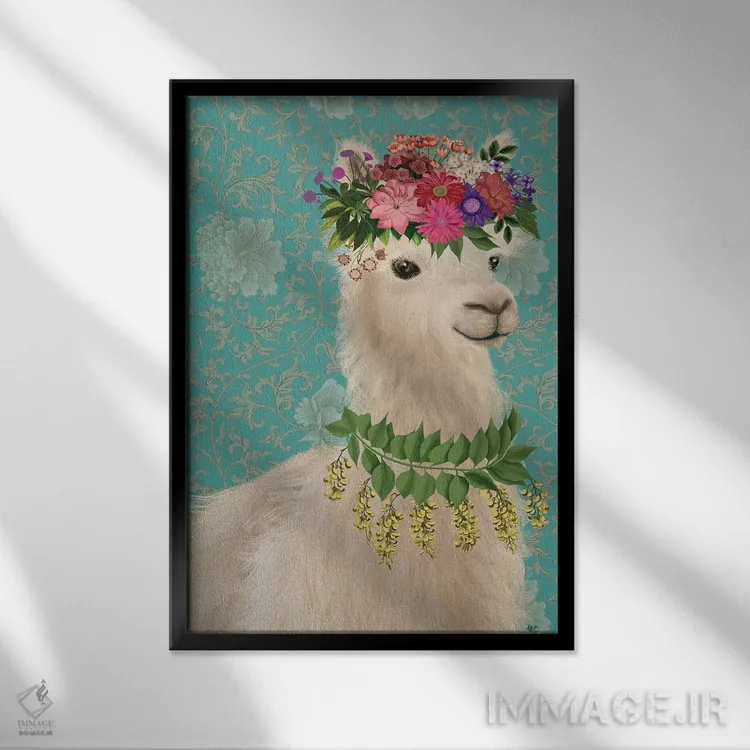 تابلو دکوراتیو لاما کولی وار ۲ اثر فب فانکی - نمای قابدار مشکی