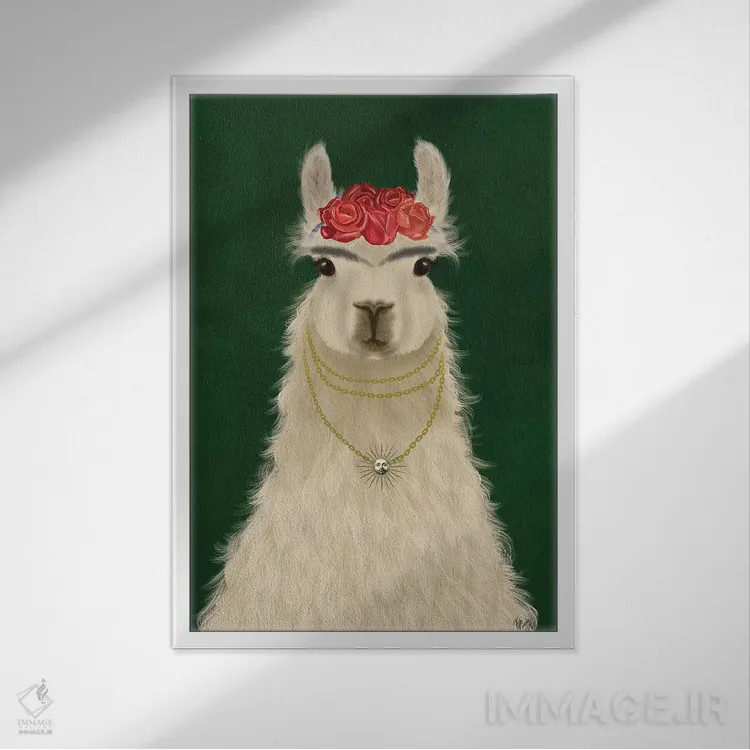 تابلو دکوراتیو لاما F اثر فب فانکی - نمای قابدار سفید