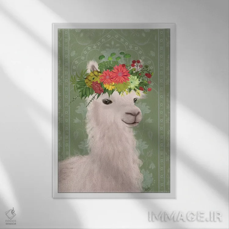 تابلو دکوراتیو لاما کولی وار ۴ اثر فب فانکی - نمای قابدار سفید